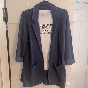 Caslon longline heather navy blue cotton mix blazer, size XXL, barely worn!